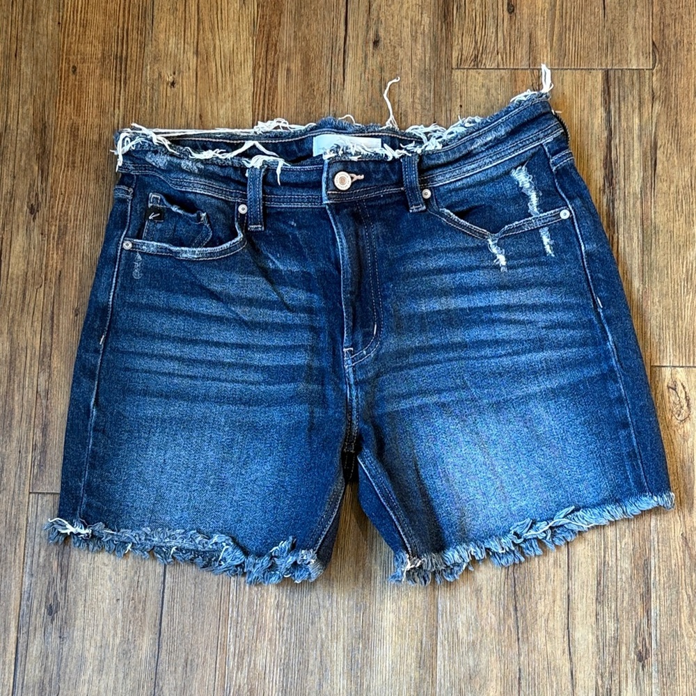 KanCan Dark Blue Distressed Jean Shorts
